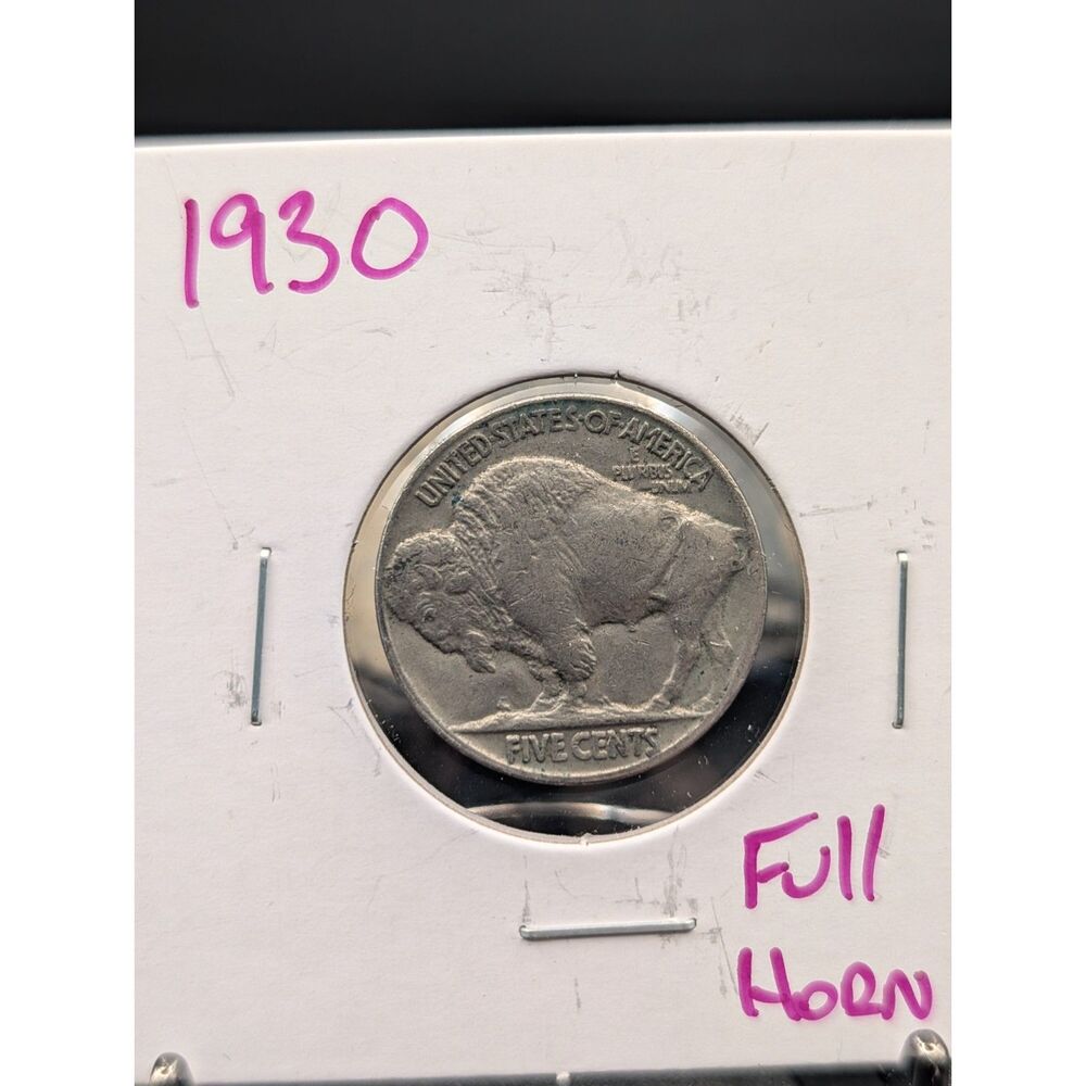 1930 Buffalo Nickel • Full Horn • Strong Reverse Detail • Vintage U.S. 5¢